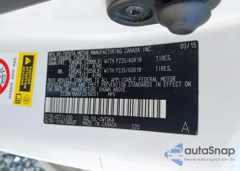 2015 Lexus Rx 350 z USA, uszkodzony, nr VIN 2T2BK1BA5FC316051